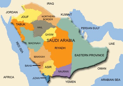 regional carte du Arabie Saoudite